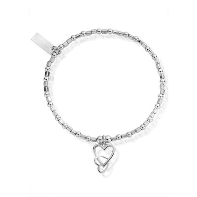Mini Cube Interlocking Love Heart Bracelet - Silver