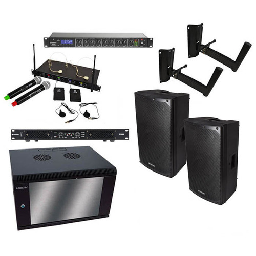 School PA System for Installation Inc; 2 Speakers and Radio Microphones