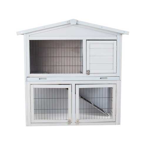 FSC&#174; 100% Certified Two Storey Pet Hutch with Play Area Grey