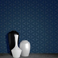 Image of Metro Illusion Geometric Wallpaper - Navy Blue and Gold - WOW005