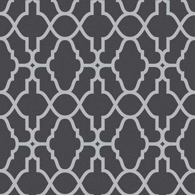 Casablanca Trellis Fretwork Wallpaper - Black and Silver- Rasch 309348