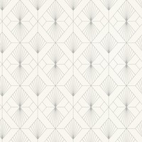 Image of Modern Art Art Deco Geometric Fan Wallpaper White / Silver Rasch 620931