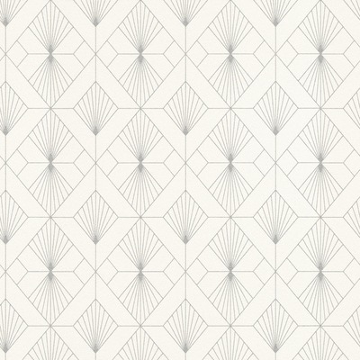 Modern Art Art Deco Geometric Fan Wallpaper White / Silver Rasch 620931