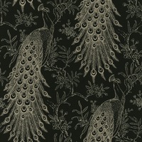 Image of Pandore Peacock Wallpaper Black / Gold Rasch 405811