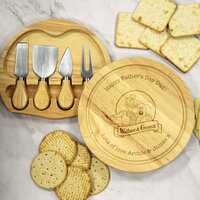 Wallace & Gromit Logo Wooden Cheese Board & Knives Set