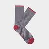 Image of Bamboo Clothing - Wembury - Narrow Stripe Socks: Size 4-7 Grey/Blue with Red Heel (1 pair)