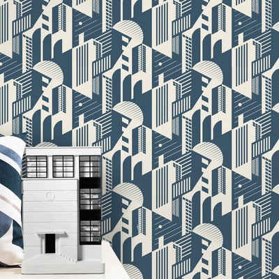 Bauhaus Wallpaper Washed Denim Mini Moderns AZDPT044WD
