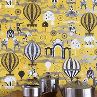 Image of Pleasure Gardens Wallpaper Mustard and Silver Mini Moderns AZDPT042MU
