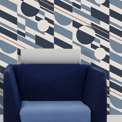 P.L.U.T.O. Wallpaper Washed Denim and Copper Mini Moderns AZDPT027WD
