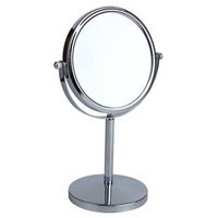 Image of 5x Magnification Polished Silver Pedestal Mirror