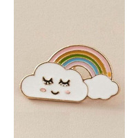 Image of Happy Sleepy Rainbow Pin Badge