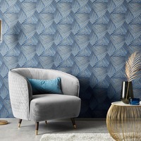 Image of Elle Decoration Geometric D Triangle Wallpaper Blue Gold 1015208