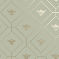 Image of Honeycomb Bee Wallpaper Green Holden 13080