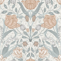 Image of Apelviken Tulip Wallpaper White Grey Pink Galerie 33005