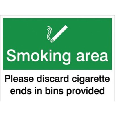 Smoking area please discard cigarette ends