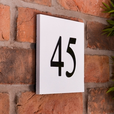 2 Digit Granite House Number - 15 x 15cm - sandblasted and painted background
