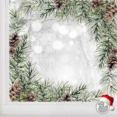Christmas Pine Cone Corner Window Decal - 38 cm - Left