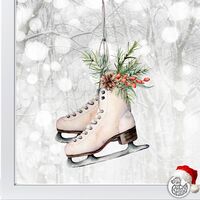 Image of Christmas Skates Window Decal - 35 x 60 cm