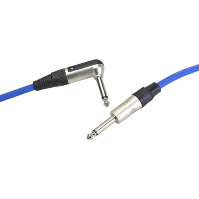 Guitar Lead Right Angle Jack to Straight Jack 3m Blue