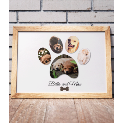 Personalised Dog Paw Photo Collage Frame Gift