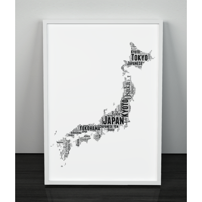 Personalised Japan Word Art Picture Map Print