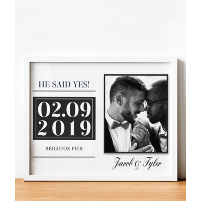 "He Said Yes!" Personalised Engagement Frame Gift