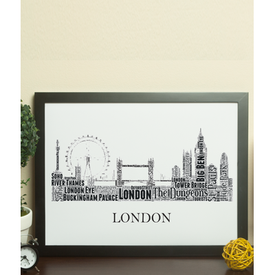 Personalised London City Skyline Word Art Picture Print Gift