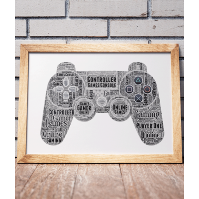 Personalised Games Controller Word Art - Gamer Gift