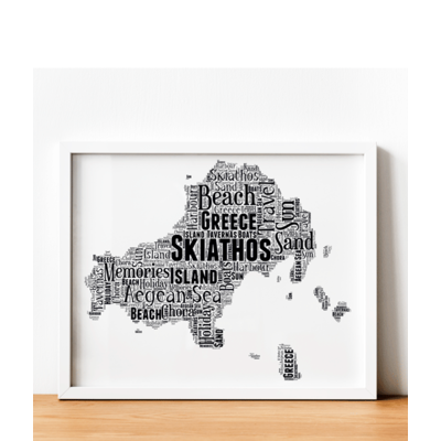Personalised Skiathos Picture Word Art Map Print Gift