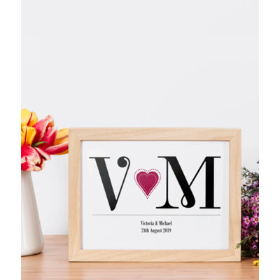 Personalised Couples Initials Print - Romantic Gift