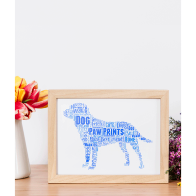 Personalised Dog Word Art Picture Print - Dog Lover Gift