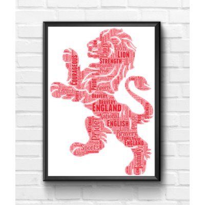 English Red Lion Word Art Print