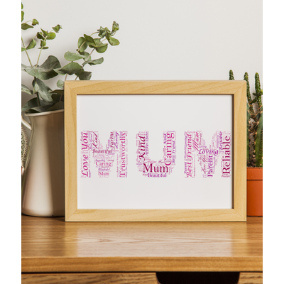 Personalised MUM Word Art Picture Frame Gift