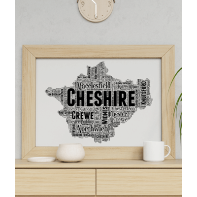 Personalised Cheshire Word Art Map