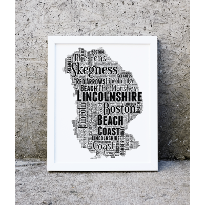 Personalised Lincolnshire Word Art Picture Map Print