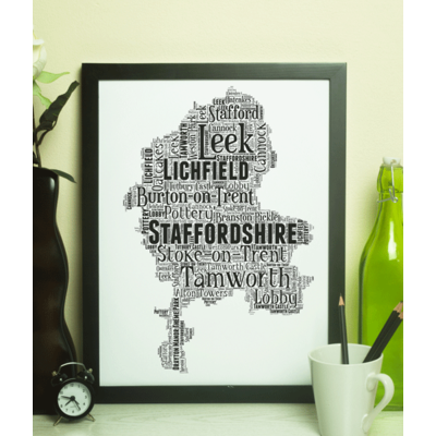 Personalised Staffordshire Word Art Map