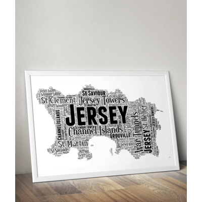 Personalised Jersey Word Art Map
