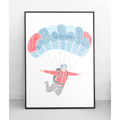 Skydiving Personalised Word Art - Skydiver Gift