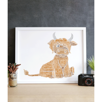 Personalised Highland Cow - Word Art Print