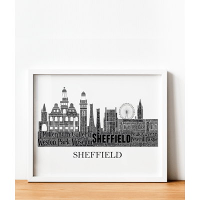 Personalised Sheffield Skyline Word Art Picture Gift