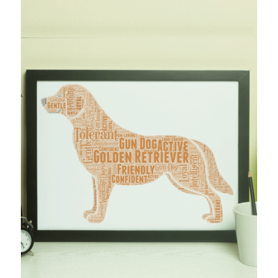 Personalised Golden Retriever Dog - Word Art