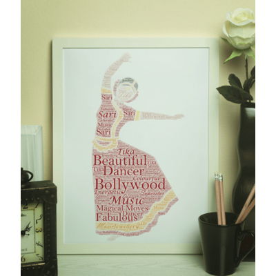 Female Bollywood Dancer - Personalised Word Art Gift