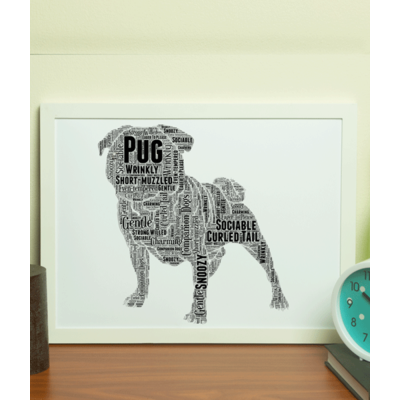 Personalised Pug Dog - Puggle Word Art