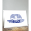 Policewoman Hat Word Art Print - Female Police Officer Gift