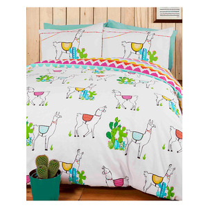 Happy Llamas Double Duvet Cover And Pillowcase Set