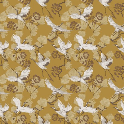 Furn Demoiselle Birds Wallpaper Mustard DEMOISE/WP1/MUS