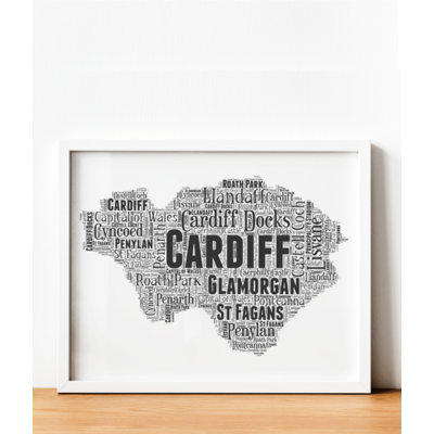Cardiff County - Personalised Word Art Map