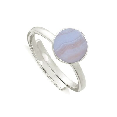 Starman Adjustable Ring - Blue Lace Agate & Silver