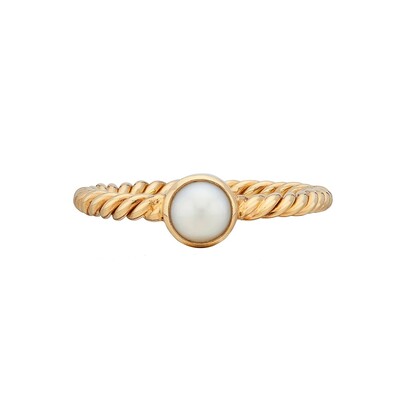 Pearl & Twisted Ring - Gold
