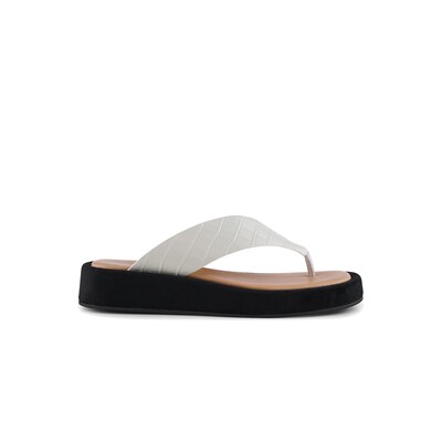 Astrid Leather Sandal - Off White Croc